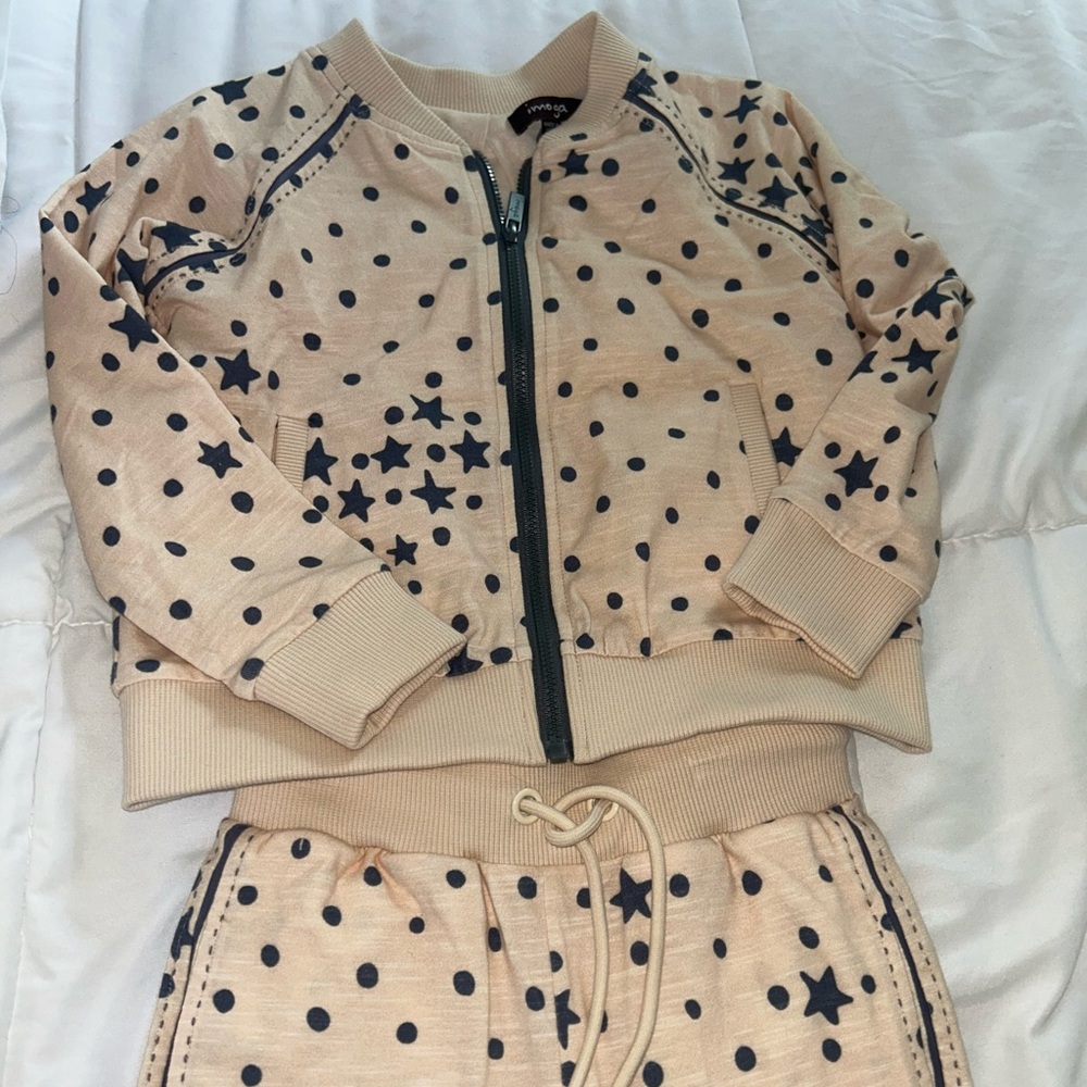 Imoga Beige and Black Starry Kids Matching Set